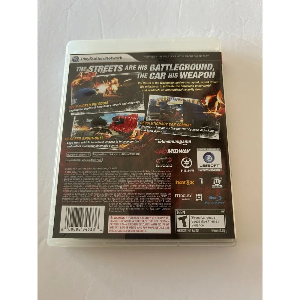 Wheelman PS3 Sony PlayStation 3 Game Manual Map Vin Diesel